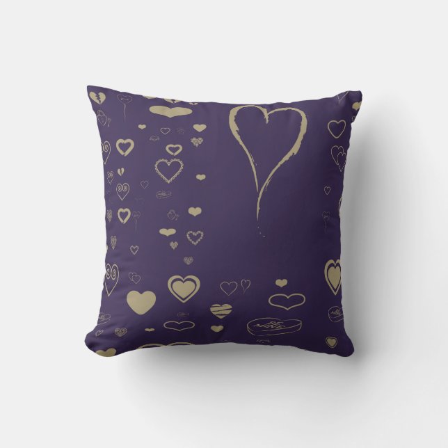 Cute Heart Modern Mörk Lila Kudde (Framsida)
