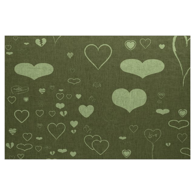 Cute Heart Modern Moss Grönt Tyg (Yard)