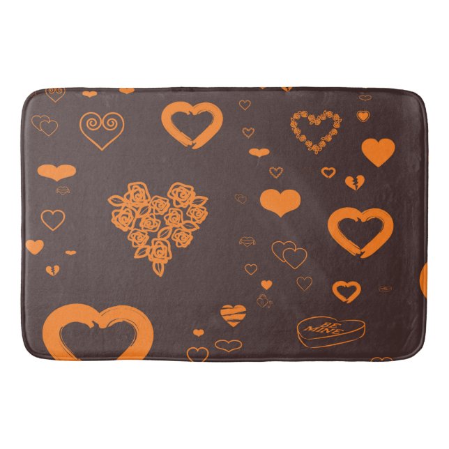 Cute Heart Modern Orange Mönster Badrumsmatta (Framsidan)