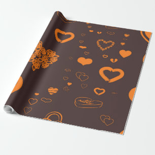 Cute Heart Modern Orange Presentpapper