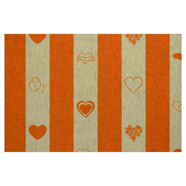 Cute Heart Modern Orange Rand Tyg (Fat Quarter)
