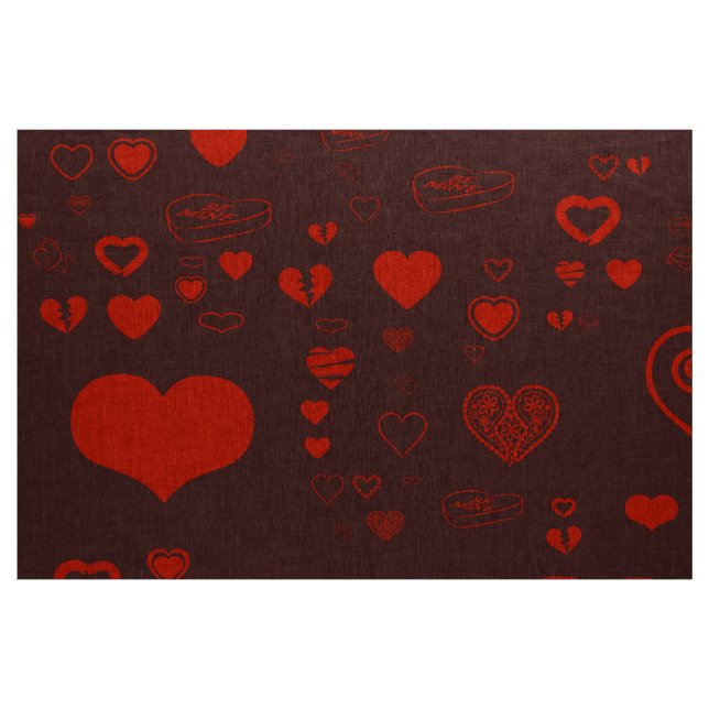 Cute Heart Modern Orange Red Tyg (Yard)