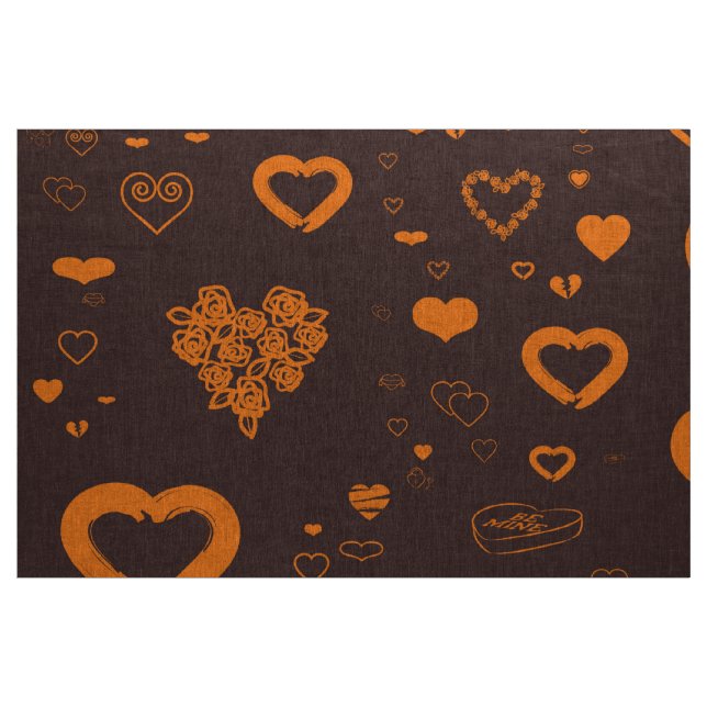 Cute Heart Modern Orange Tyg (Yard)