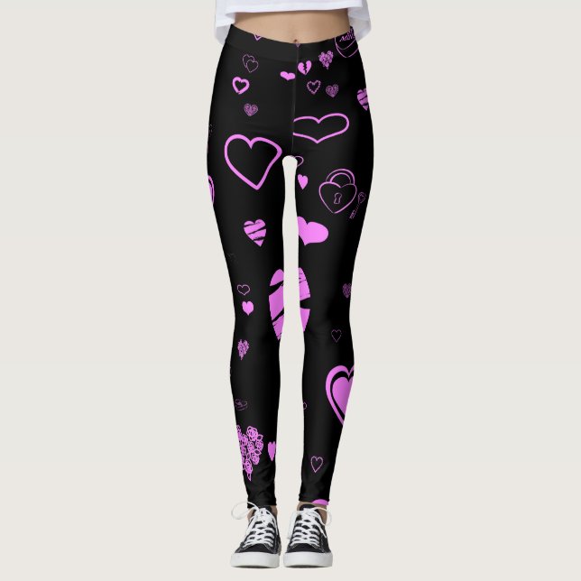 Cute Heart Modern Orchid Leggings (Framsida)