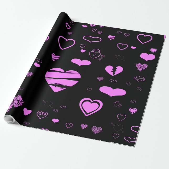 Cute Heart Modern Orchid Presentpapper (Utrullad)