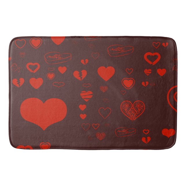 Cute Heart Modern Red Mönster Badrumsmatta (Framsidan)