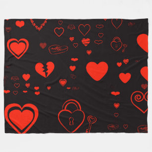 Cute Heart Modern Red Mönster Fleecefilt