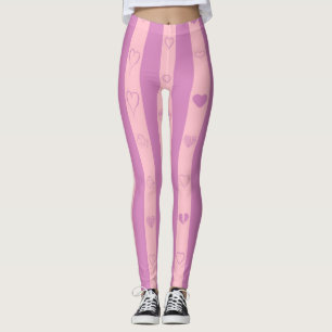 Cute Heart Modern Rosa Lila Rand Leggings