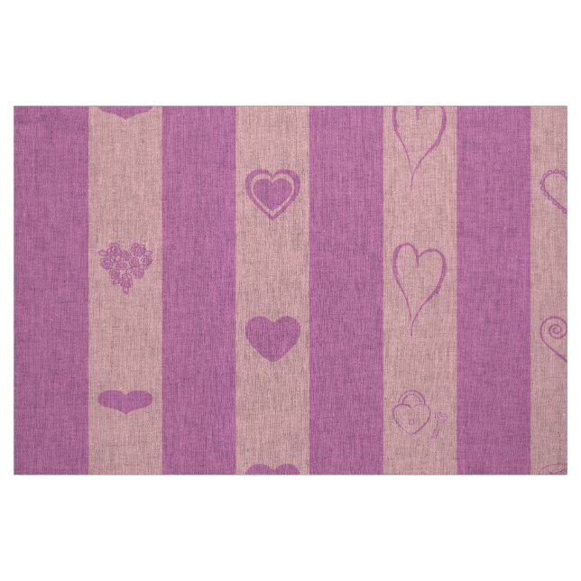 Cute Heart Modern Rosa Lila Rand Tyg (Fat Quarter)