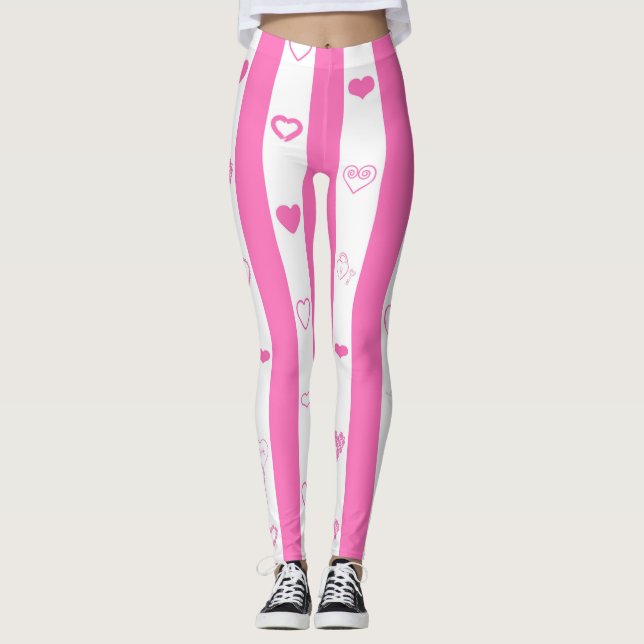 Cute Heart Modern Rosa Rand Leggings (Framsida)