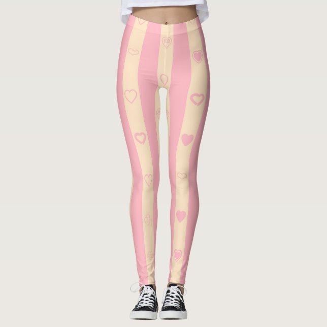 Cute Heart Modern Rosa Rand Leggings (Framsida)