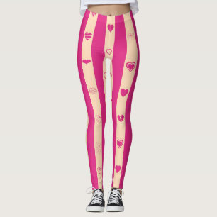 Cute Heart Modern Shock rosa Rand Leggings