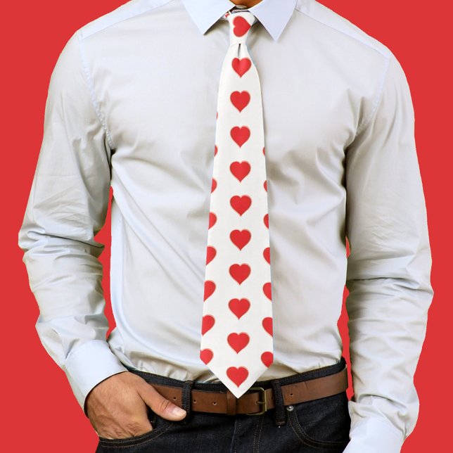 Cute Heart Mönster Alla hjärtans dag för honom Slips (Red heart pattern mens neck tie)