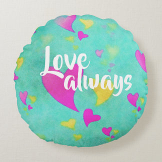 Cute Heart Mönster Kärlek alltid ditt namn Valenti Rund Kudde