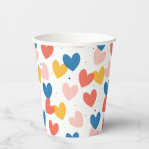Cute Heart Mönster Pappra Kopp