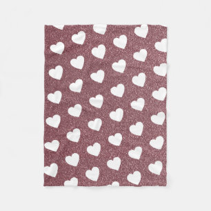 Cute Heart Mönster Ro Guld Glitter Fleecefilt