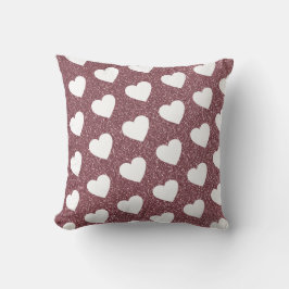 Cute Heart Mönster Ro Guld Glitter Kudde