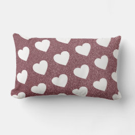 Cute Heart Mönster Ro Guld Glitter Lumbarkudde