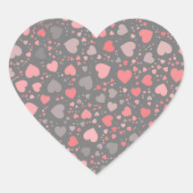 Cute Heart Mönster Rosa/Grått Pastel Shades
