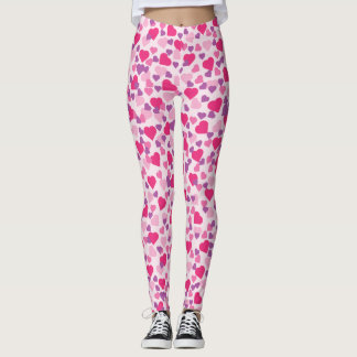 Cute Heart Mönster - Rosa Hjärtar Leggings