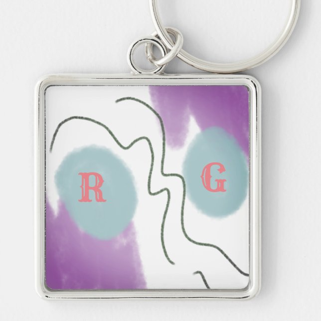 CUTE HEART NAMN KEYCHAIN FYRKANTIG SILVERFÄRGAD NYCKELRING (Framsidan)