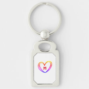 CUTE HEART NAMN KEYCHAIN REKTANGULÄRT SILVERFÄRGAD NYCKELRING