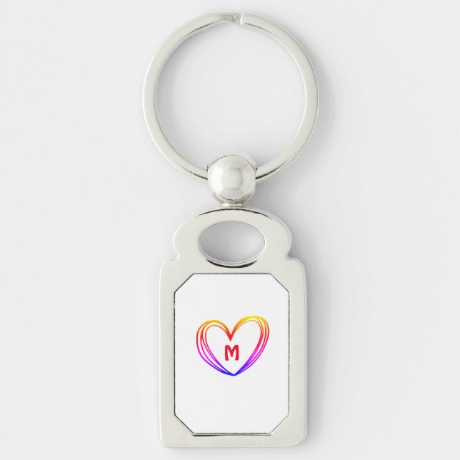 CUTE HEART NAMN KEYCHAIN REKTANGULÄRT SILVERFÄRGAD NYCKELRING (Framsidan)