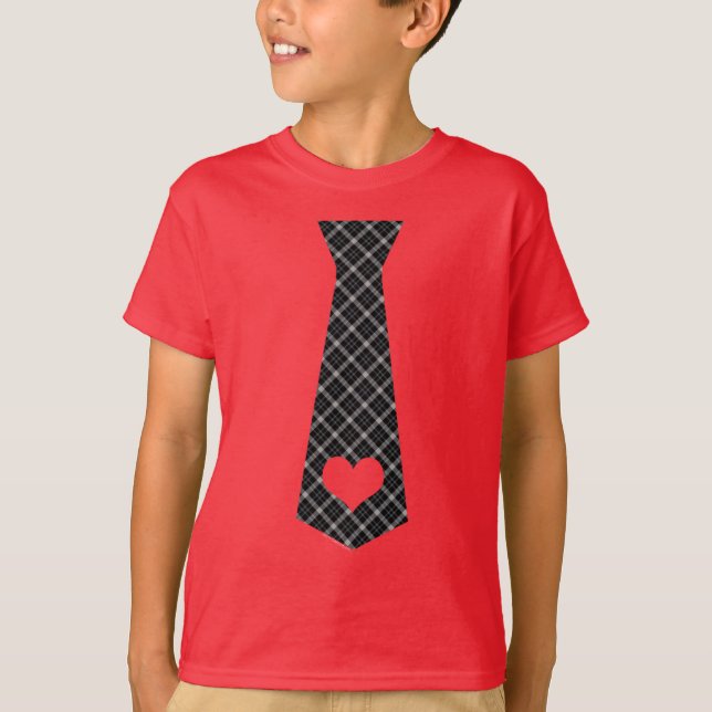 Cute Heart Necktie Business Kärlek Boys Valentine Tee (Framsida)