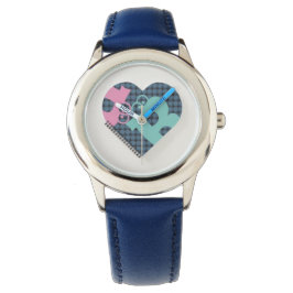 Cute Heart Notebook Färg Blue Number Rosa MODERN Armbandsur