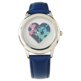 Cute Heart Notebook Färg Blue Number Rosa MODERN Armbandsur