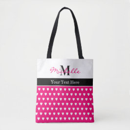 Cute Heart Pattern Pink Monogram Name Any Text Tygkasse