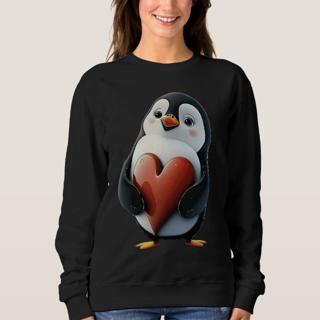 Cute Heart Penguin Animal Valentines Day Valentine T Shirt (Framsida)