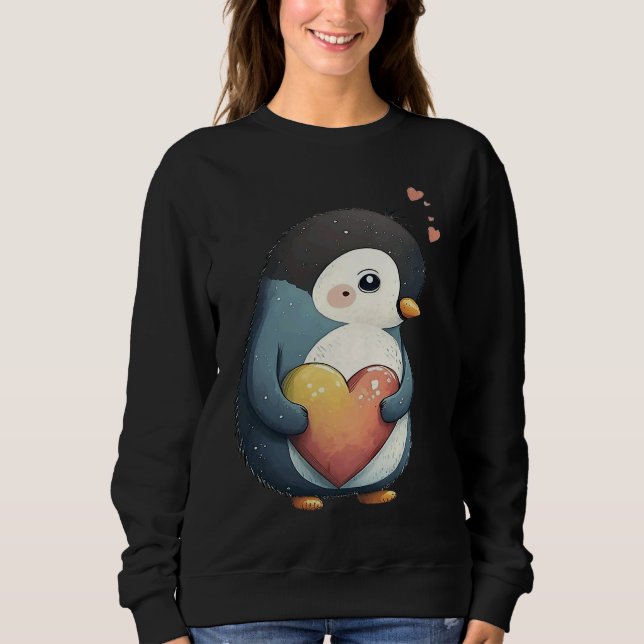 Cute Heart Penguin Animal Valentines Day Valentine T Shirt (Framsida)