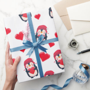 Cute Heart Penguin Winter Presentpapper