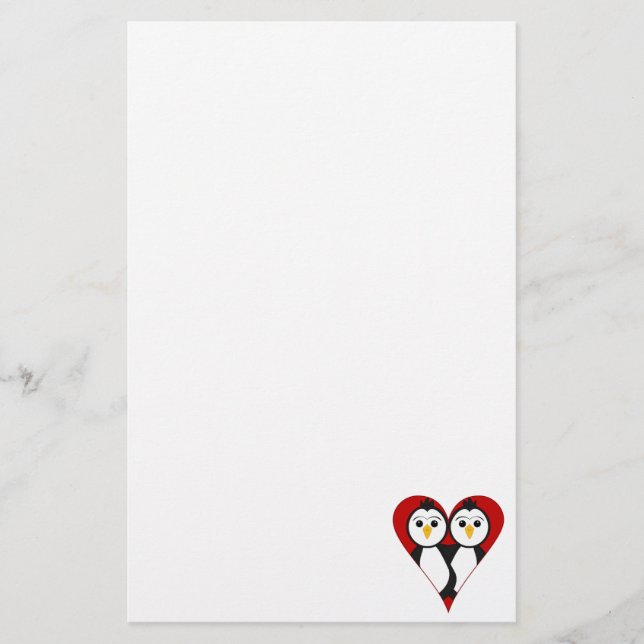 Cute Heart Penguins Brevpapper (Framsida)