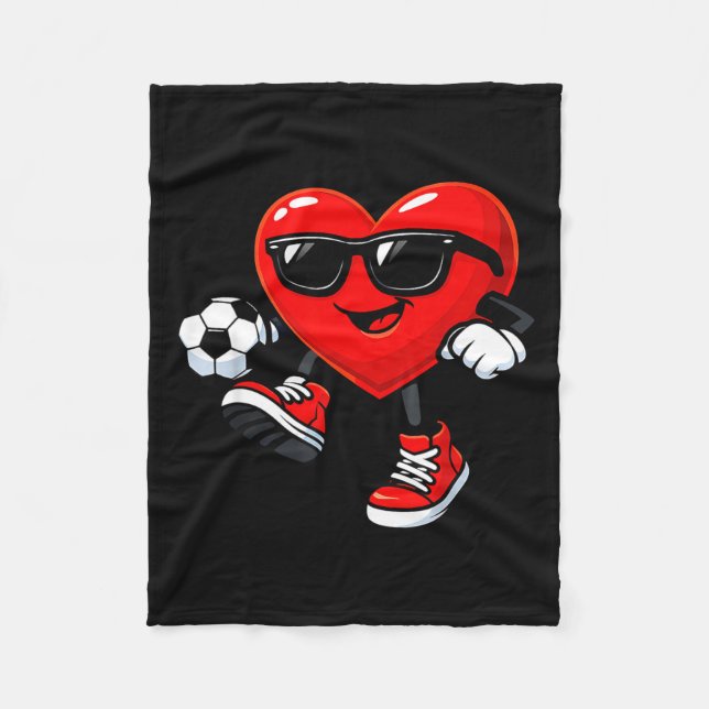 Cute Heart Playing Soccer Valentines Day Soccer Bo Fleecefilt (Framsidan)
