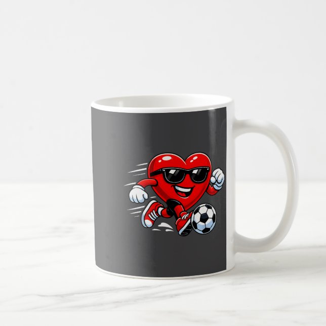 Cute Heart Playing Soccer Valentines Day Soccer Bo Kaffemugg (Höger)