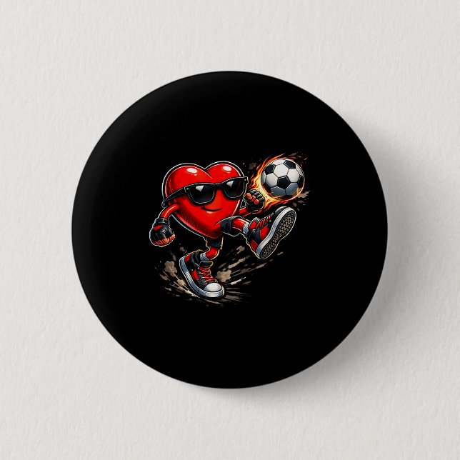 Cute Heart Playing Soccer Valentines Day Soccer Bo Knapp (Framsida)