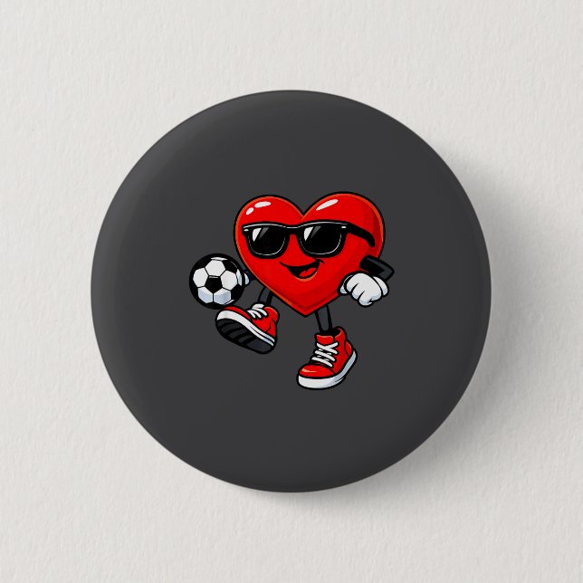 Cute Heart Playing Soccer Valentines Day Soccer Bo Knapp (Framsida)