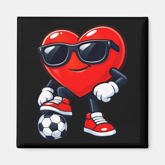 Cute Heart Playing Soccer Valentines Day Soccer Bo Magnet (Framsidan)