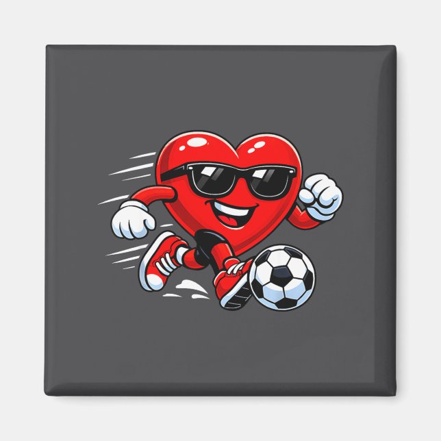 Cute Heart Playing Soccer Valentines Day Soccer Bo Magnet (Framsidan)