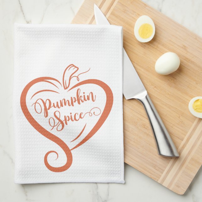 Cute Heart Pumpkin Spice Orange Kökshandduk (Vikt i Fjärdedel)
