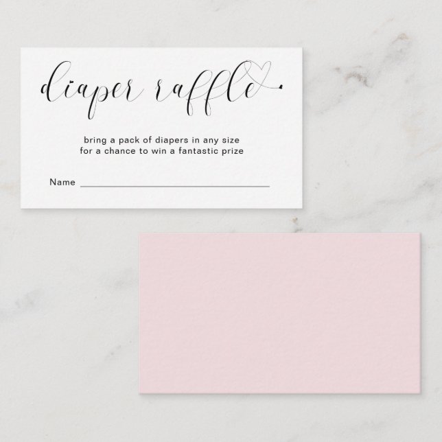 Cute Heart Rosa Diaper Raffle Girl Baby Shower Tilläggskort (Fram/baksida)