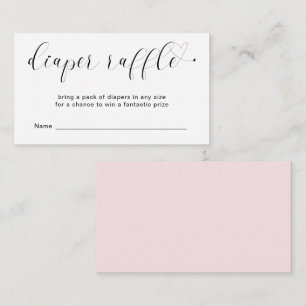 Cute Heart Rosa Diaper Raffle Girl Baby Shower Tilläggskort