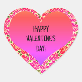 Cute Heart Rosa Röd ros Glad Alla hjärtans dag Hjärtformat Klistermärke