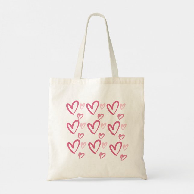 Cute Heart Shape Illustration Designad Tote Bag Tygkasse (Baksida)