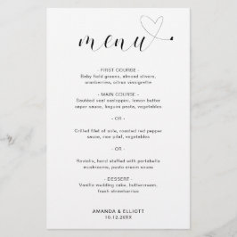 Cute Heart Simple Modern Bröllop Menu