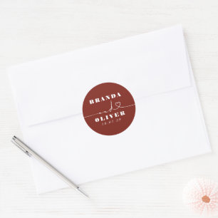 Cute Heart-skript Romantic Burgundy Red Bröllop Runt Klistermärke