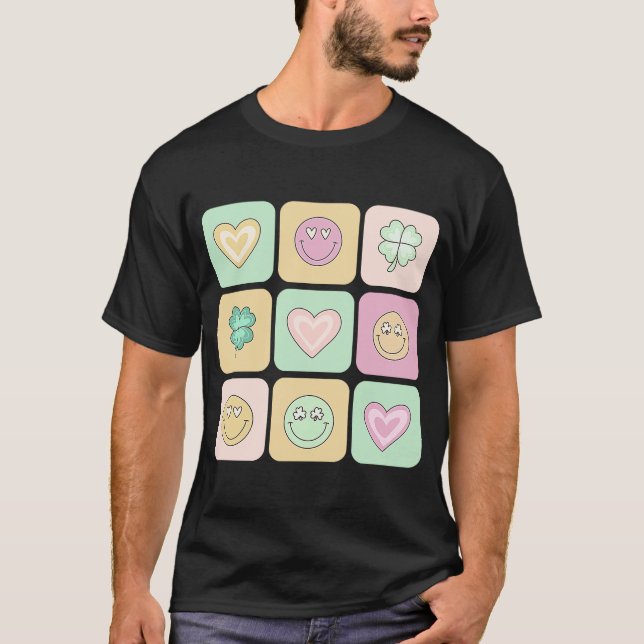 Cute Heart Smiling Ansikte C St Patricku2019s Day  T Shirt (Framsida)