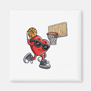Cute Heart spelar basketball Valentines day Baske Magnet